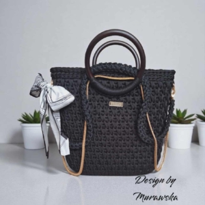 Elegancka torebka hand-made w kolorze czarnym większa wersja- dostępna