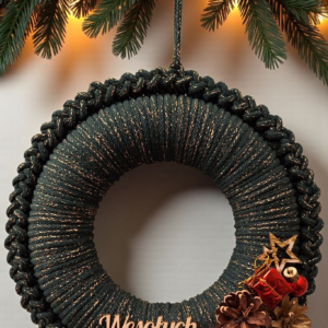 Świąteczny wianek w butelkowej zieleni